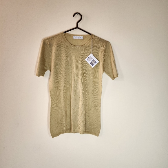 100% Cashmere RICHARD GRAND sand short sleeve sweater - Picture 5 of 10